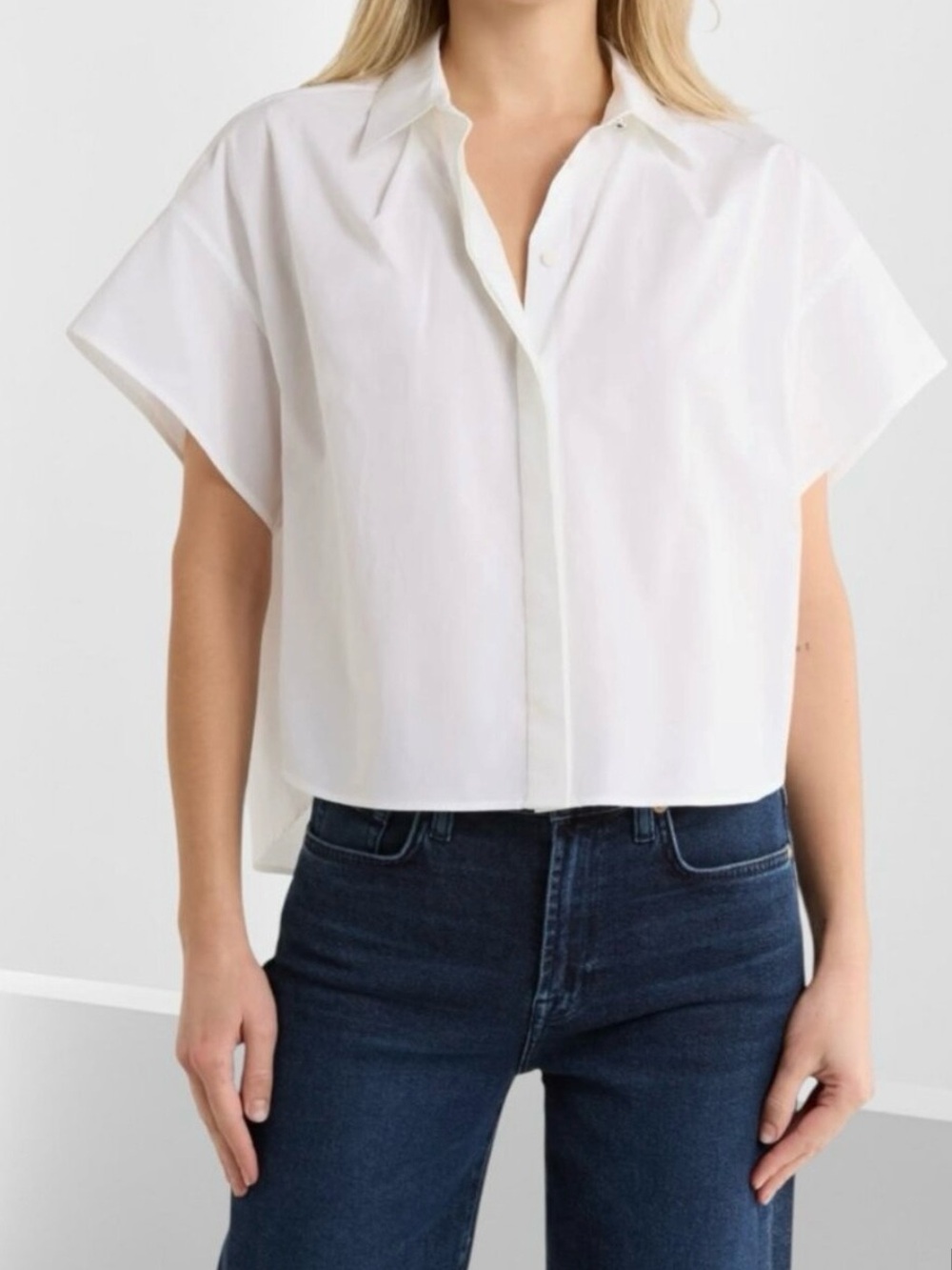 rag & bone Maura White Short-Sleeve Boxy Button-Down Shirt